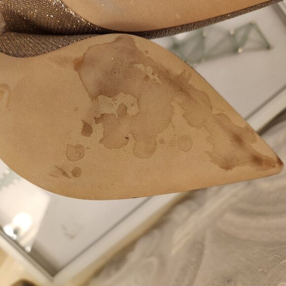 Stuart Weitzman "Power Gold Sling Back" Heels. NIB. Size EU 38/US 7.5 - Picture 15 of 15